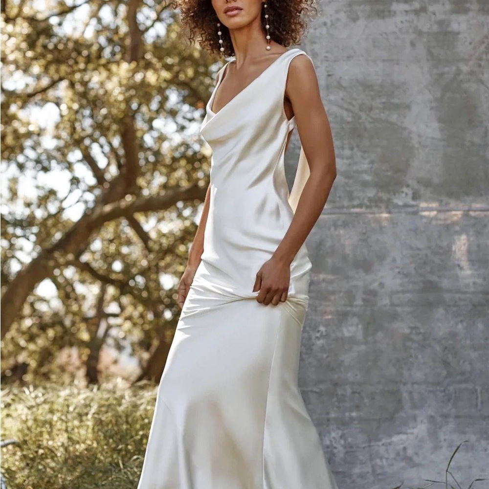 Backless Satin Maxi Dress in Ivory